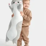 Детская игрушка плюшевая обнимашка Кот батон 90 см подушка Серый