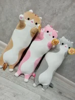 Детская игрушка плюшевая обнимашка Кот батон 90 см подушка Серый — изображение 3